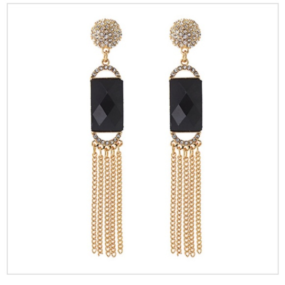 Jet Tassle Earrings